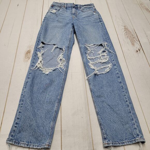 American Eagle Outfitters Denim - American Eagle AEO Highest rise baggy straight high rise jeans distressed